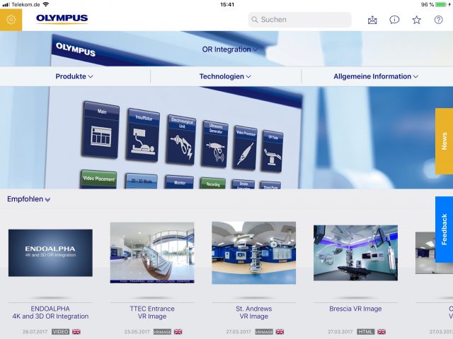 Screenshot Sales-App für Olympus